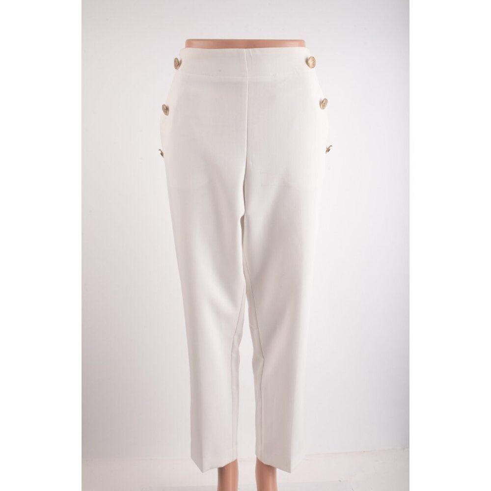 Brand New Zara White Gold Button Sailor Trousers